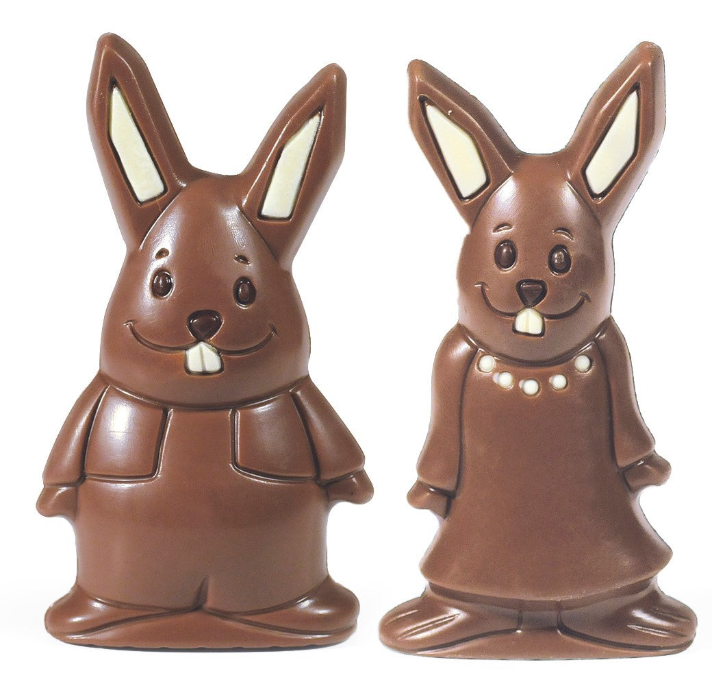 Nirvana Chocolates Boy and Girl Bunnies in Milk Chocolate