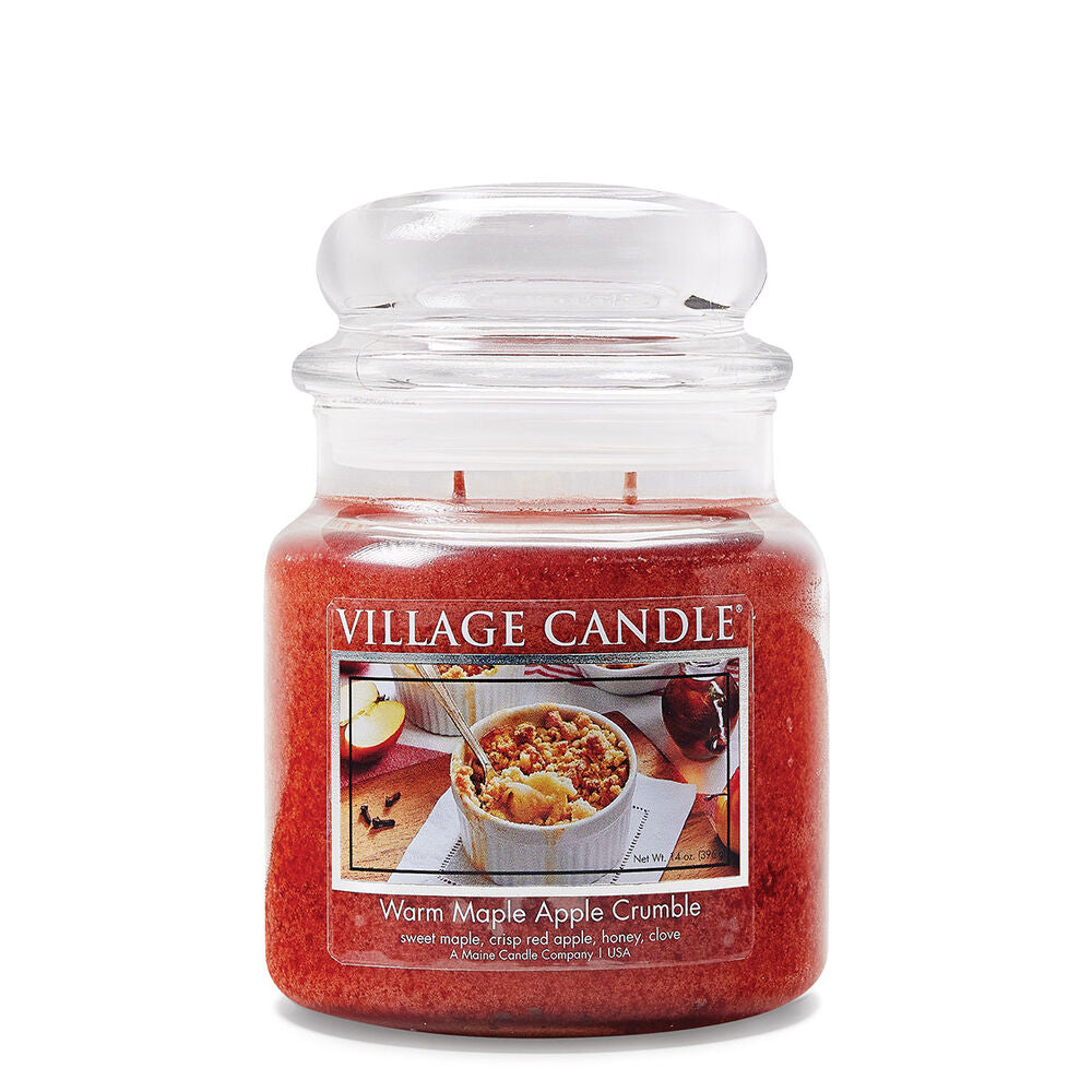 Village Candle - Warm Maple Apple Crumble - Medium Glass Dome