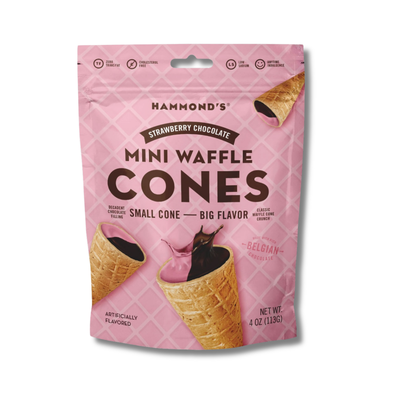 Hammond's Candies - Waffle Cones Strawberry Chocolate