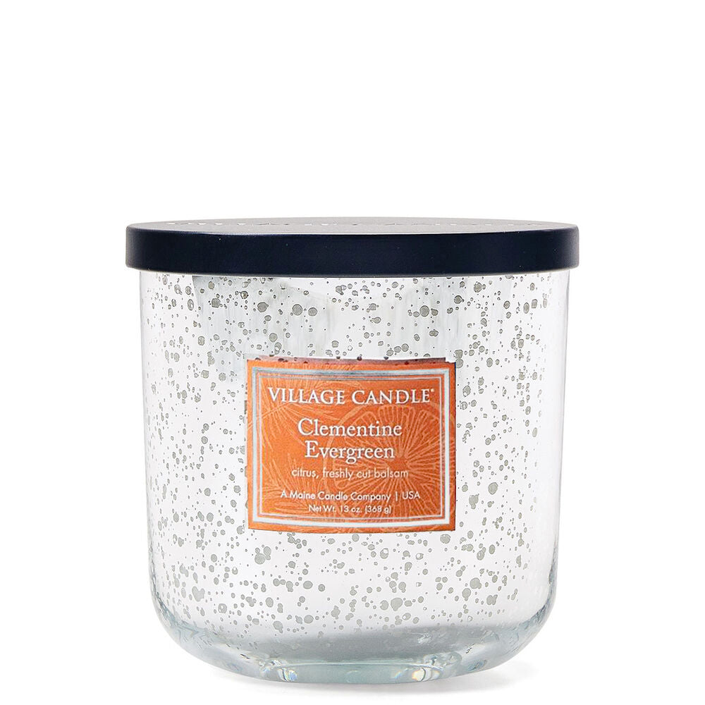 Village Candle - Clementine Evergreen - Mercury Glass Tumbler