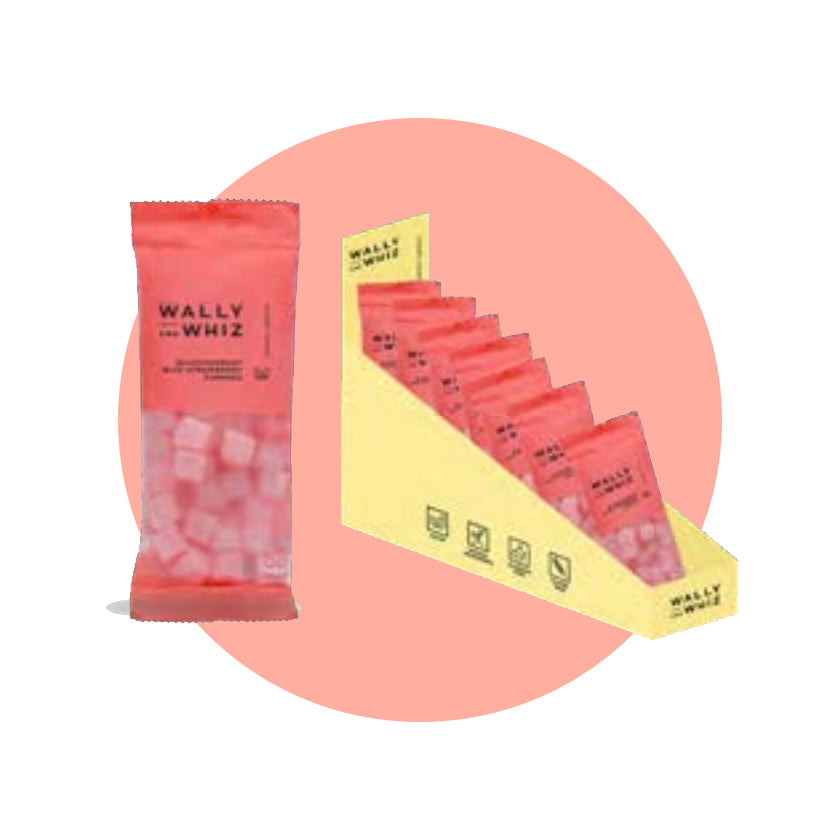 Wally And Whiz - Blackcurrant with Strawberry - Flowpack Bags in Display