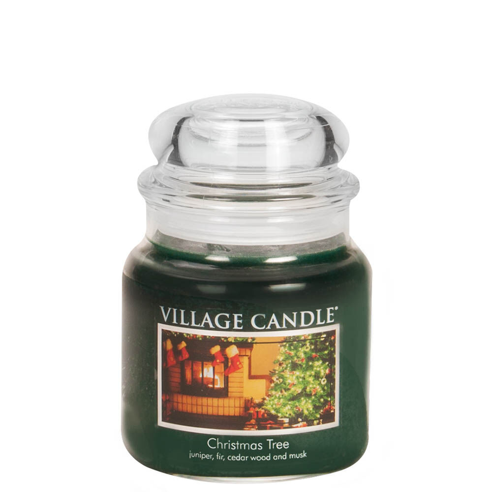 Village Candle - Christmas Tree - Medium Glass Dome