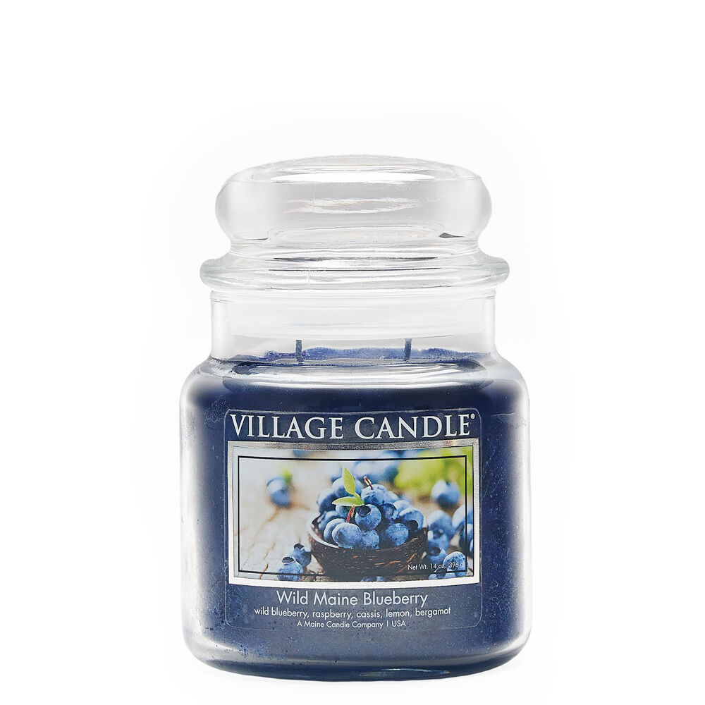 Village Candle - Wild Maine Blueberry - Medium Glass Dome - New