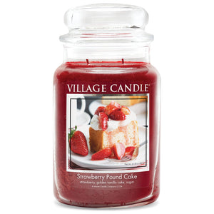 Village Candle - Strawberry Pound Cake - Large Glass Dome