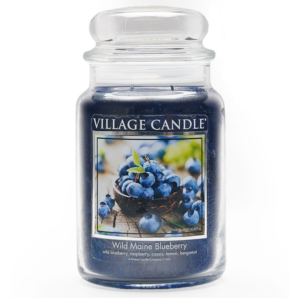 Village Candle - Wild Maine Blueberry - Large Glass Dome - New