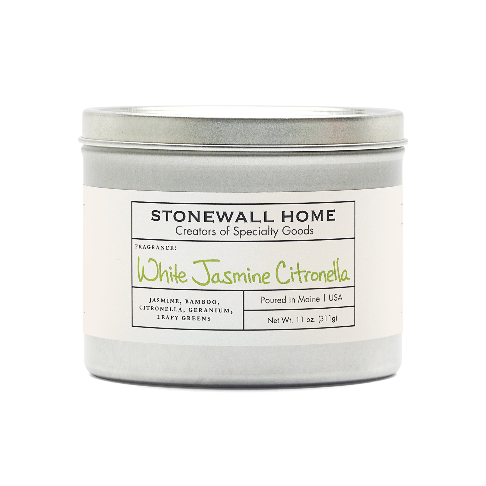 Stonewall Home - Candles & Fragrance - White Jasmine Citronella Tin