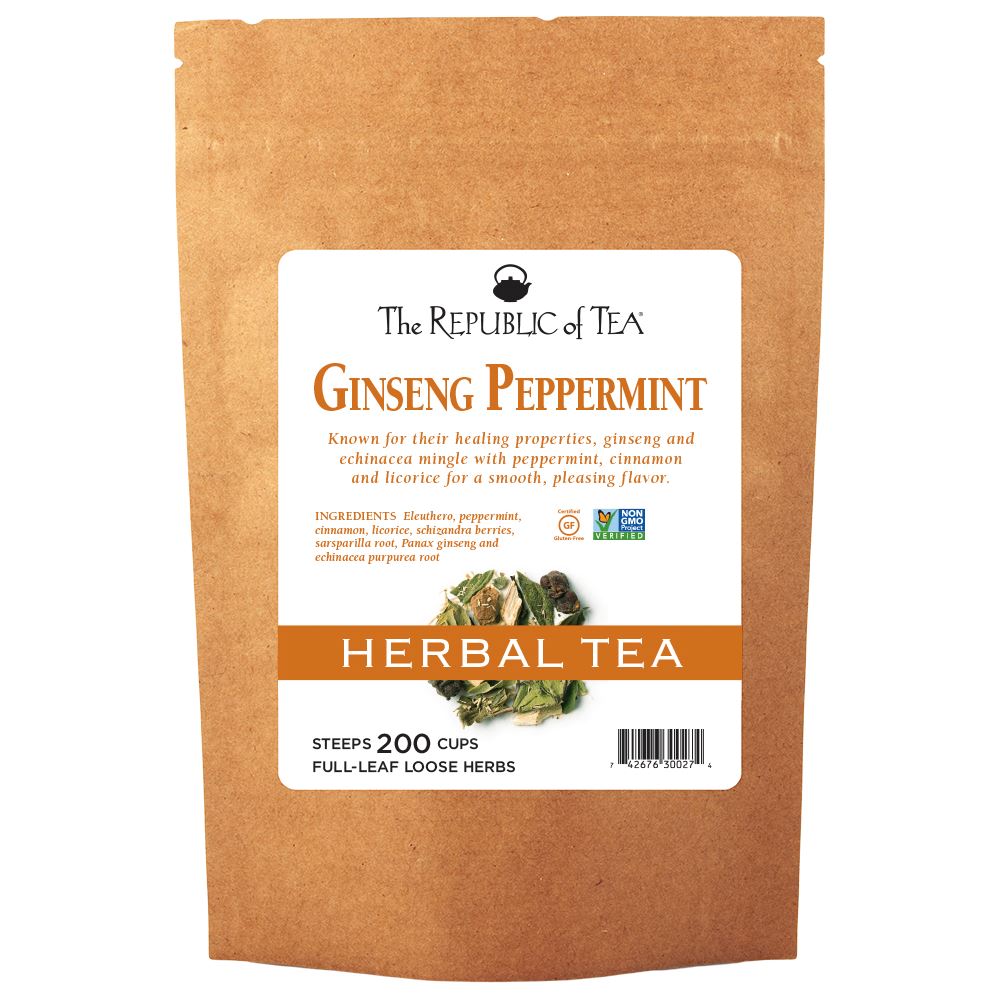 The Republic of Tea - Ginseng Peppermint Herbal Full-Leaf Bulk Bag (1 lb)