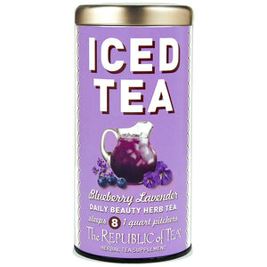 The Republic of Tea - Blueberry Lavender Daily Beauty Herbal Iced Tea Pouches (Case)