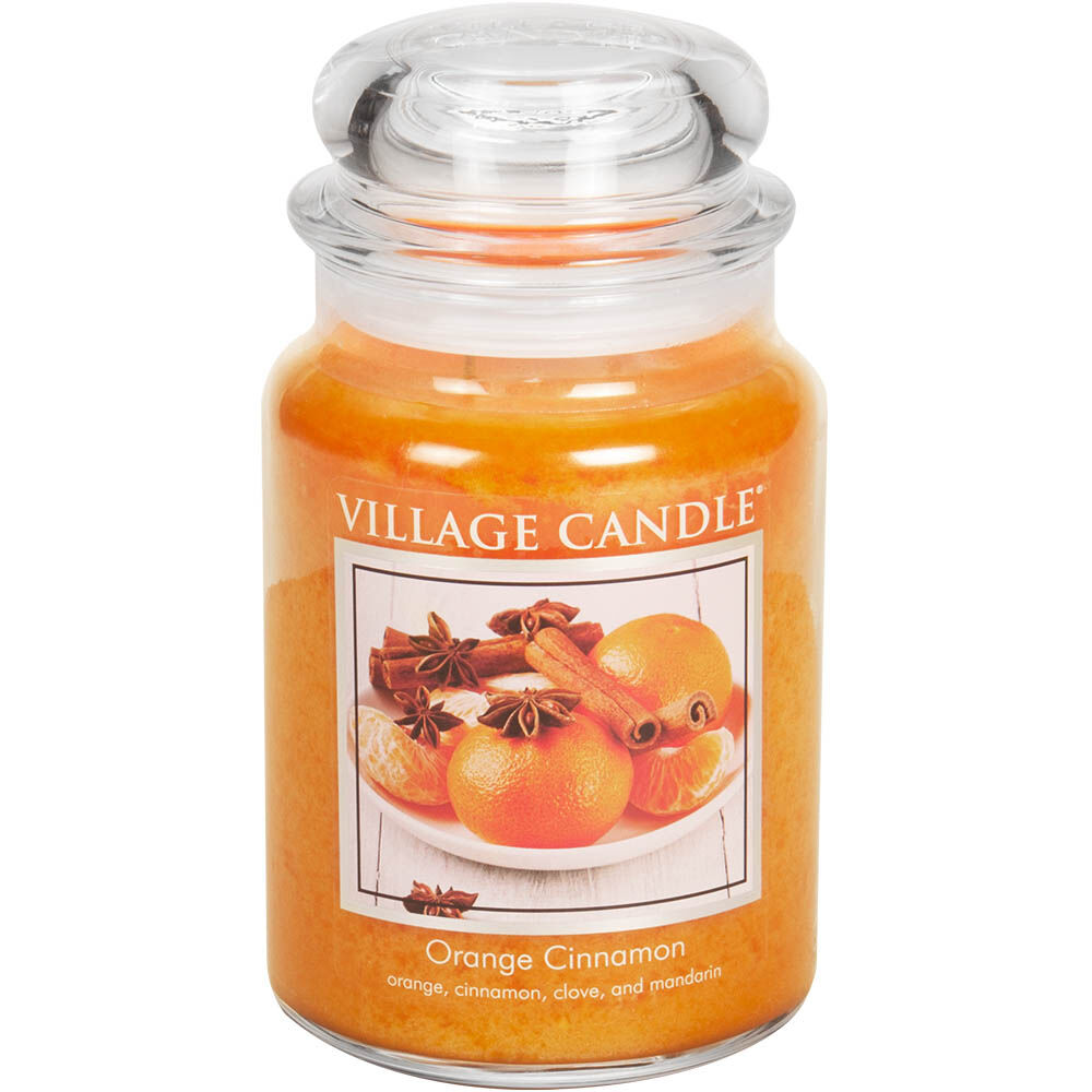 Village Candle - Orange Cinnamon - Large Glass Dome - Haversack Sales